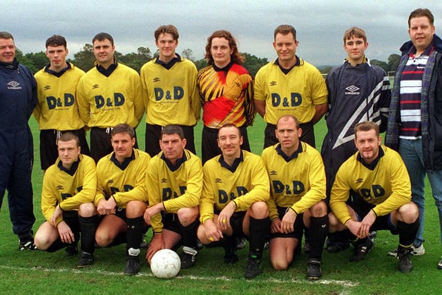 Bramley who played in Division 1 of the West Yorkshire League Premier pictured in October 1997.  Back row, from left, are Phillip Riley (manager), Dean Staveley, Chris Teasdale, Matthew Surtees, Stuart Anderson, Russ Watkins, Lee Chandler and Kevin Garnett (chairman). Front row, from left, are Tony Barker, Craig Corker, Kevin Farrally, David Naylor, Simon Wightman and Neil Harrison.