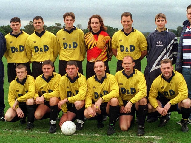 Bramley who played in Division 1 of the West Yorkshire League Premier pictured in October 1997.  Back row, from left, are Phillip Riley (manager), Dean Staveley, Chris Teasdale, Matthew Surtees, Stuart Anderson, Russ Watkins, Lee Chandler and Kevin Garnett (chairman). Front row, from left, are Tony Barker, Craig Corker, Kevin Farrally, David Naylor, Simon Wightman and Neil Harrison.