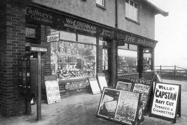 The bakery business premises of Florence Gadsby on Hollin Park Parade in March 1931. On the left is W.& E. Drennan.