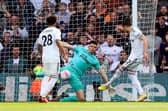 MILESTONE: For Leeds United defender Luke Ayling, right, pictured opening the scoring in last weekend's 2-2 draw at home to Newcastle United in his 250th appearance for the Whites. Photo by LINDSEY PARNABY/AFP via Getty Images.