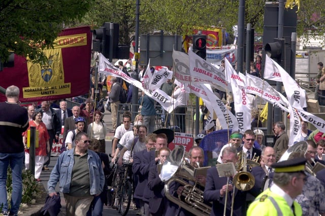 TUC May Day march in the Headrow, Leeds, May 5, 2001.