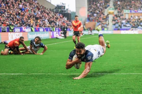 Former Leeds captain Kallum Watkins was among Ebngland's try scorers against PNG. P.icture by Alex Whitehead/SWpix.com.
