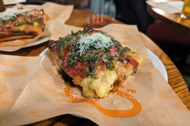 The slices are cooked in rectangular steel pans and made with double-proved dough to give their distinctive taste.