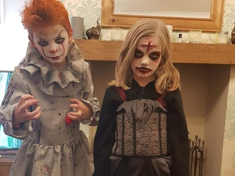 Joanne Cawood: "My son and daughter. Pennywise and a Zombie Bride."