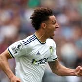 LONDON, ENGLAND - MAY 21: Rodrigo Moreno of Leeds United celebrates after scoring the team's first goal during the Premier League match between West Ham United and Leeds United at London Stadium on May 21, 2023 in London, England. (Photo by Tom Dulat/Getty Images)