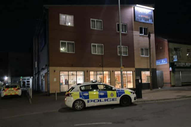 Police outside of the Citilodge hotel in Wakefield, where homeless people are being temporarily housed