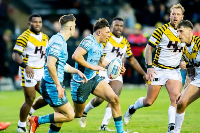 Ryan Westerman on the ball for Hull FC in a pre-season game at Castleford Tigers. Picture by Allan McKenzie/SWpix.com.