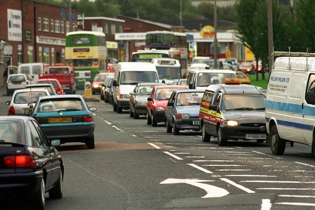Traffic on Wellington Road in October 1999. It was named Britain's fourth most polluted road.