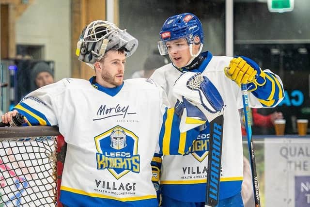TIMELY WORDS; Netminder Sam Gospel has proved a leading figure for Leeds Knights this season - both in net and in the locker room. Picture: Ben Gordon/Knights Media.