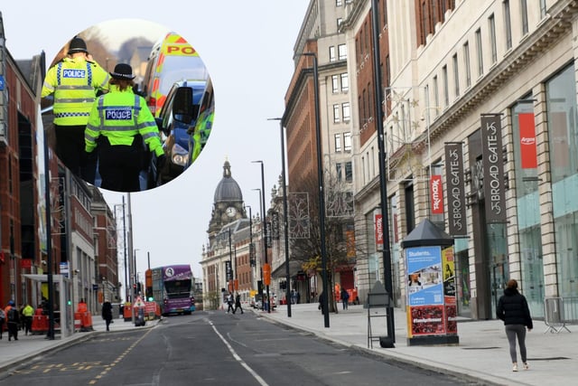 There were 7,296 crimes recorded in Headrow and the surrounding streets