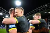 Leeds Rhinos' Mikolaj Oledzki celebrates last week's win at Huddersfield Giants. Picture by Olly Hassell/SWpix.com.
