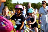 Girls getting ready to Swim Bike Run!
