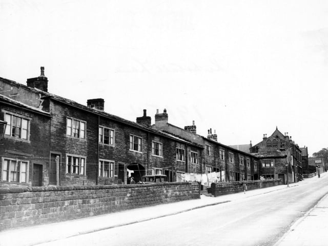 A view looking north west along Kirkstall Lane with Park Row opposite in August 1953.