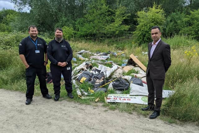 Coun Mohammed Rafique, right, with members of Leeds City Council's new serious environmental crime unit. Picture: Local Democracy Reporting Service