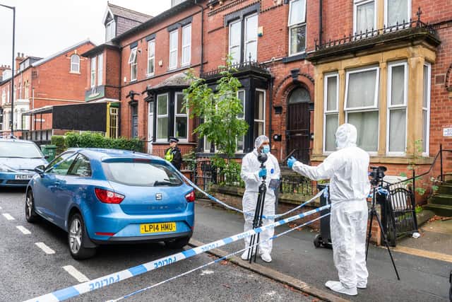 Victoria Road and Kirkstall Road remain cordoned off by police as forensic examinations take place. Picture: James Hardisty