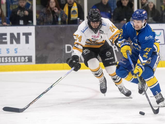 WE'LL MEET AGAIN: Hull Seahawks' Brock Bartholomew and Leeds Knights' Mac Howlett face each other this weekend to close out the 2023-24 regular season before battling once again the following weekend in the play-offs. Picture: Bruce Rollinson