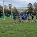 Oulton Raiders celebrate a try during their win at Dewsbury Celtic. Picture by Peter Smith.