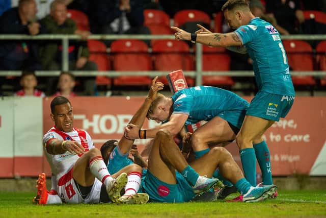 Nene Macdonald's try, converted by Rhyse Martin, edged Leeds ahead late in the game, but they couldn't hold on. Picture by Bruce Rollinson.