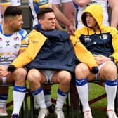 Bridie Croft, middle, with Rhyse Martin, left and Harry Newmabn at Leeds Rhinos' pre-season photocall this week. Picture by Simon Hulme.