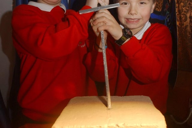 Pupils at Westfield Junior School enjoyed a creative literacy focus week in February 2003. Pictured are Jack Sampson (left) and Ben Cowley.