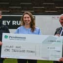Christopher Hull, Managing Director for Persimmon West Yorkshire, Otley RUC Brand and Social Media Secretary Jessica Hargreaves  and Otley RUC Chairman Paul Mackie
