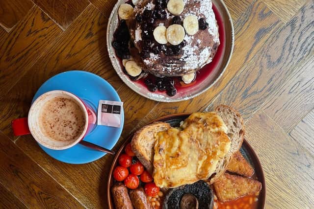 A full vegan English breakfast and blueberry pancakes at the Farmhouse, Leeds. Photo: National World