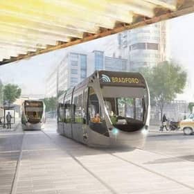 An artists impression of trams for the West Yorkshire mass transit scheme.
