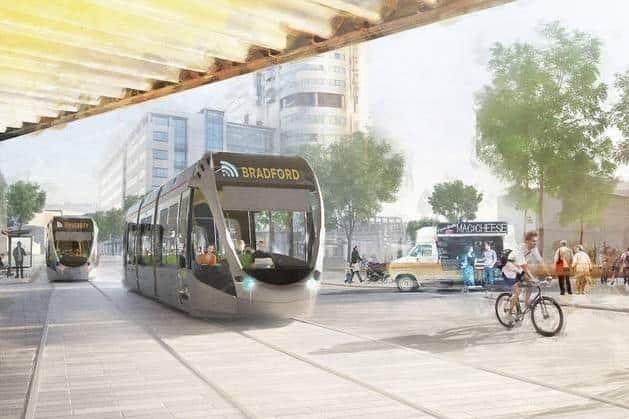 An artists impression of trams for the West Yorkshire mass transit scheme.