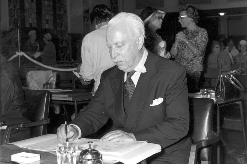 Sir Arthur Bliss, Master of the Queen's music, was a judge for the 1st Leeds International Pianoforte Competition at the Queens Hall in September 1963.