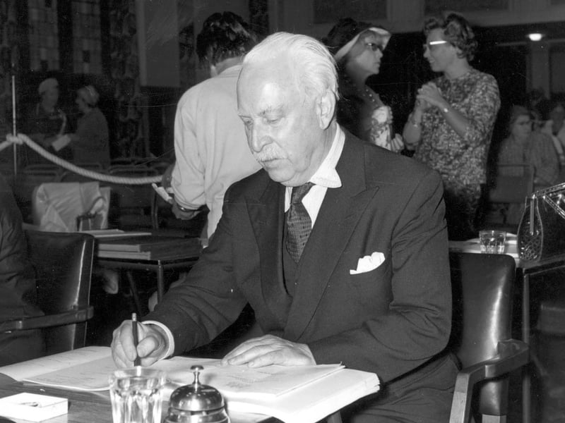 Sir Arthur Bliss, Master of the Queen's music, was a judge for the 1st Leeds International Pianoforte Competition at the Queens Hall in September 1963.