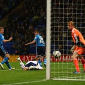 EARLY DAYS: A 19-year-old Sam Byram, centre, sees his header go past Bolton Wanderers keeper Adam Bogdan to draw Leeds United level in the Championship clash at the Reebok Stadium of October 2012 which ended in a 2-2 draw. Photo by Michael Steele/Getty Images.