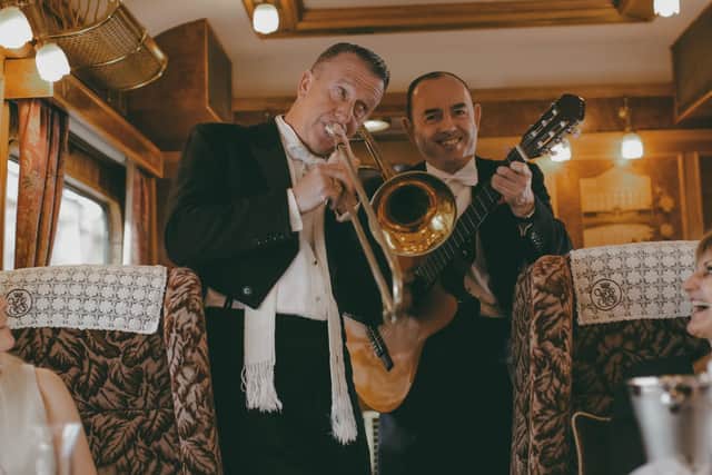 Music while you dine ... the train's band serenades passengers