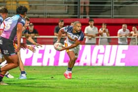 Kruise Leeming in action for Catalans Dragons against Hull FC. Picture by Rémi Vignaud/Catalans Dragons/SWpix.com.