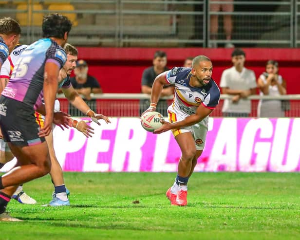 Kruise Leeming in action for Catalans Dragons against Hull FC. Picture by Rémi Vignaud/Catalans Dragons/SWpix.com.