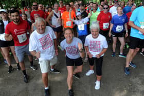 Kim Leadbeater, MP for Spen Valley and sister of Jo Cox, pictured with her parents Jean and Gordon Leadbeater at the start of a recent Run For Jo. This year's event will be the final one on the tenth anniversary of Jo's murder.