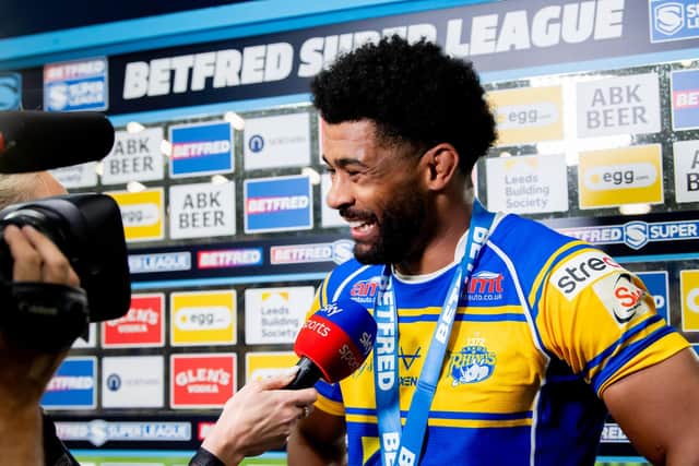 Kallum Watkins scored two tries in a man of the match performance when Leeds Rhinos beat Leigh Leopards 48-30 at AMT Headingley two months ago. Picture by Allan McKenzie/SWpix.com.