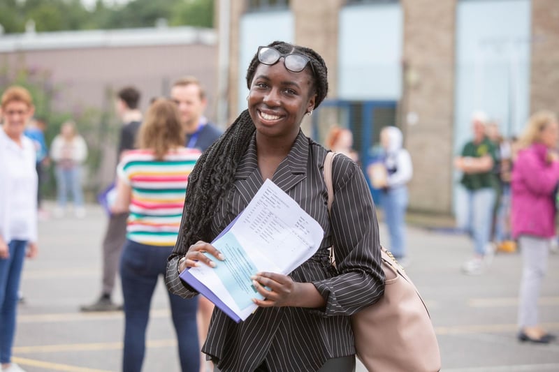 GCSEs results day at Oaklands Catholic School, Waterlooville. Pictured: Blessing Okani. Picture: Habibur Rahman