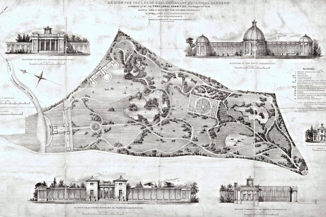 The population of Leeds started to grow rapidly in the early 1800s, and politicians feared a lack of green spaces for people to spend time in may lead to drunkenness and gambling. A competition was held to design a botanical garden in the style of new attractions in Manchester and Sheffield - this was ultimately won by Wakefield architect William Billinton, with this design in 1838. (Picture: Leeds City Council)