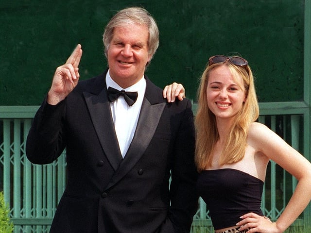 Paul Mallory, and stepdaughter Jane Fletcher, at Swillington swimming pool firm Aire Bank Covers Ltd in August 1998. The firm has won an order for equipment to be used in the next James Bond film Tomorrow Never Dies.
