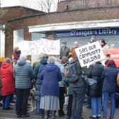 Around 70 protesters rallied outside the old Cross Gates library building, located in Farm Road, on Saturday.