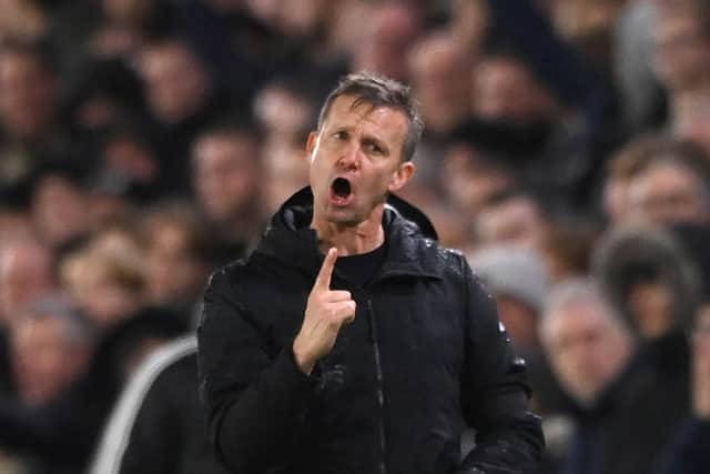 LEEDS, ENGLAND - JANUARY 04: Leeds head coach Jesse Marsch reacts on the touchline during the Premier League match between Leeds United and West Ham United at Elland Road on January 04, 2023 in Leeds, England. (Photo by Stu Forster/Getty Images)