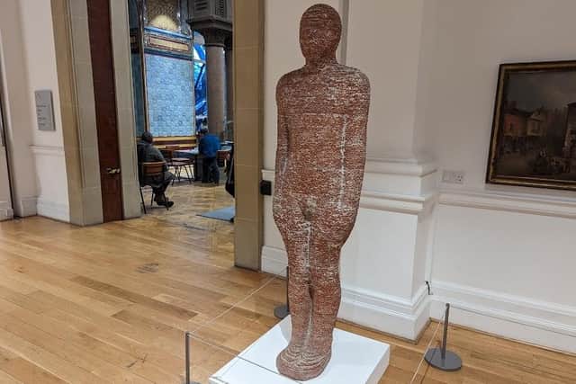 The only reminder of Gormley's imagined obelisk stands just 6ft tall in Leeds Art Gallery in the form of a scale replica.