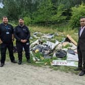 Coun Mohammed Rafique, right, with members of Leeds City Council's serious environmental crime unit. (pic by LDR Service)