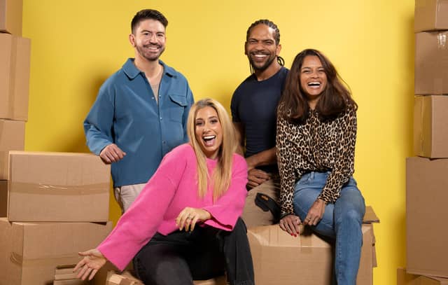 Sort Your Life Out with Stacey Solomon is back on TV, inspiring consumers to search out savvy space saving ideas and cleaning hack. Left to right: Iwan Carrington, Stacey Solomon, Rob Bent, and Dilly Carter
