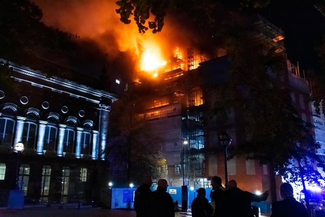 The fire is in the Leonardo Building near Leeds City Museum. It is currently being redeveloped along with the neighbouring Thoresby House.