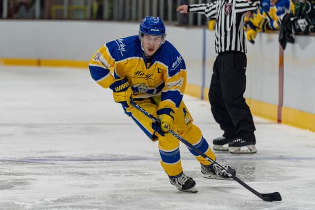 DOUBLE DELIGHT: Kieran Brown scored twice for Leeds Knights in their 5-2 win at Raiders IHC. Picture courtesy of Oliver Portamento