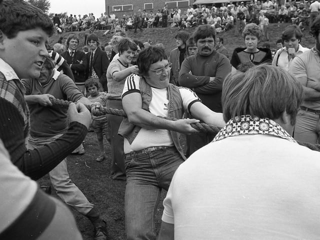 Check out the effort being put in - tug of war was a serious business!