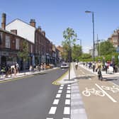 An artist's impression of how Great George Street, in Leeds, could look under plans to improve the design of city centre routes as part of an initiative to reduce car numbers. Photo: Leeds City Council.