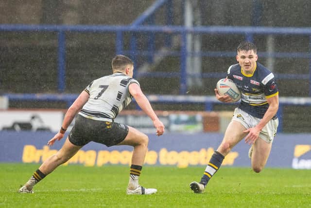 Iwan Orr on the attack for Rhinos' reserves against Hull FC. Picture by Craig Hawkhead/Leeds Rhinos.