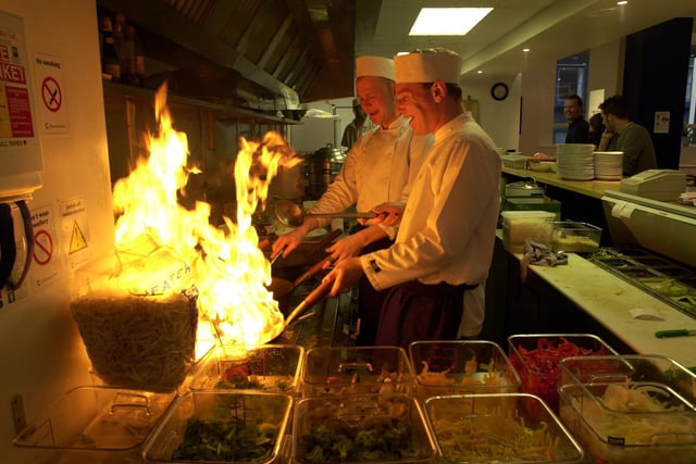 Tampopo's restaurant, South Parade, Leeds. Pictured are chefs cooking in 2000.